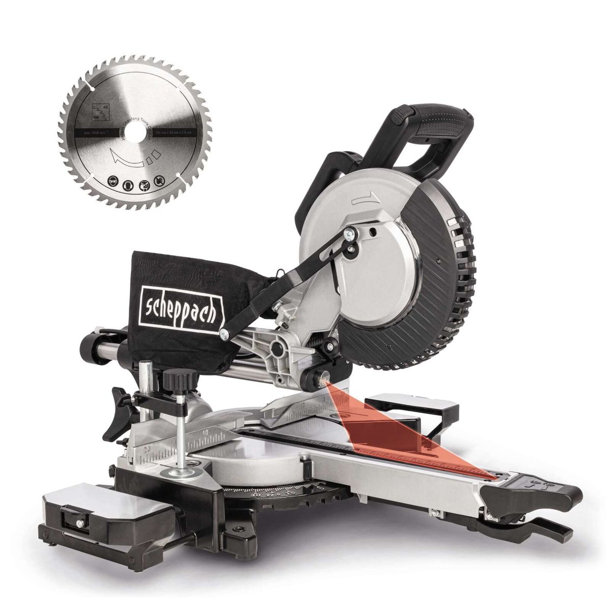 Kappzugsäge MST216 scheppach black - 220-240V 50Hz 2000W - 216mm