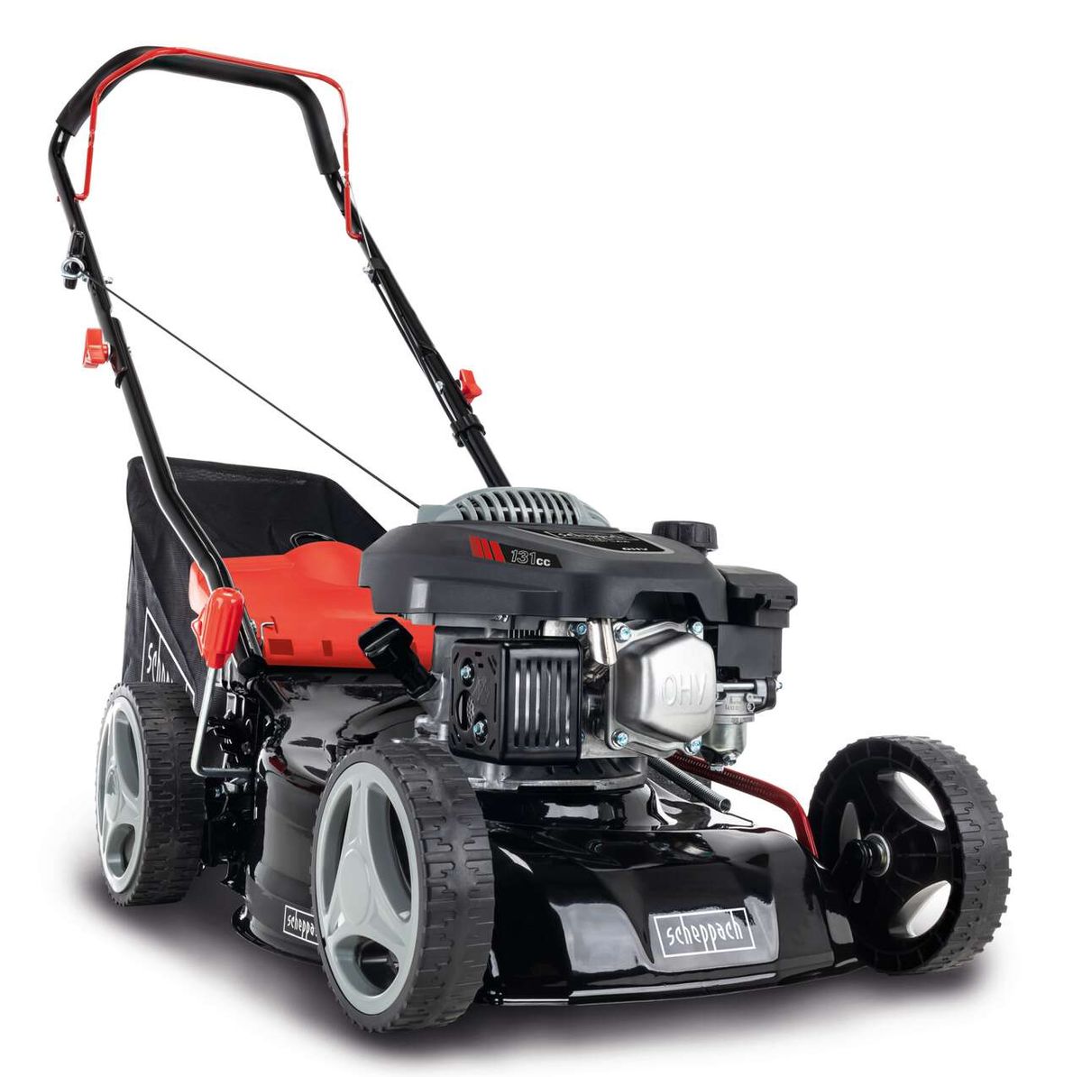 Scheppach petrol push lawnmower MP132-42 with 42 cm cutting width and 45L grass bag