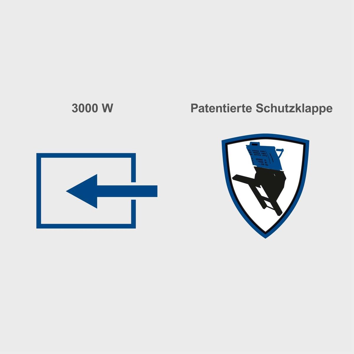 Wippsäge HS510 mit 3000 Watt Leistung und patentierter Schutzklappe für sicheres Arbeiten.