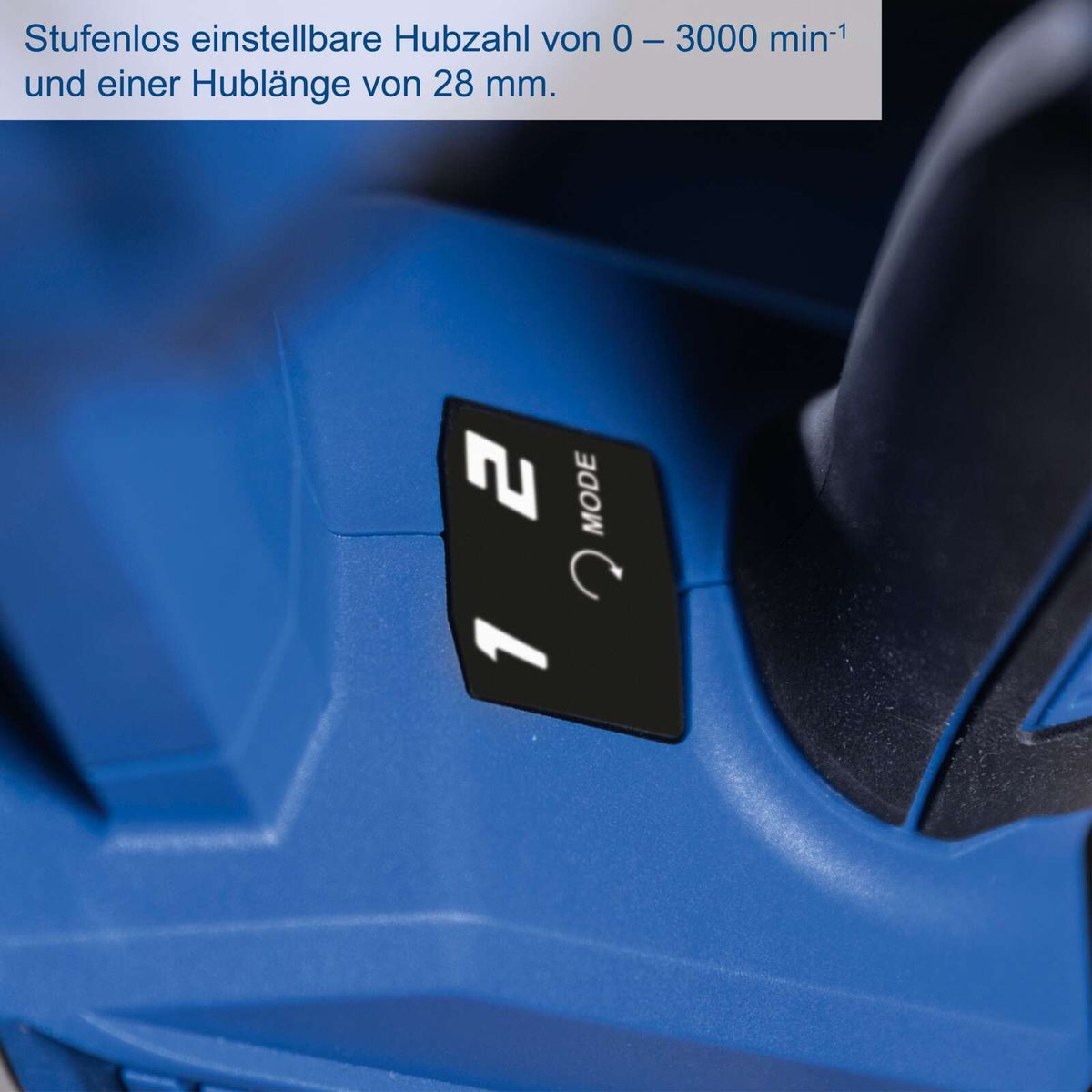 Akku-Säbelsäge mit variabler Hubzahl von 0 bis 3000/min und 28 mm Hublänge