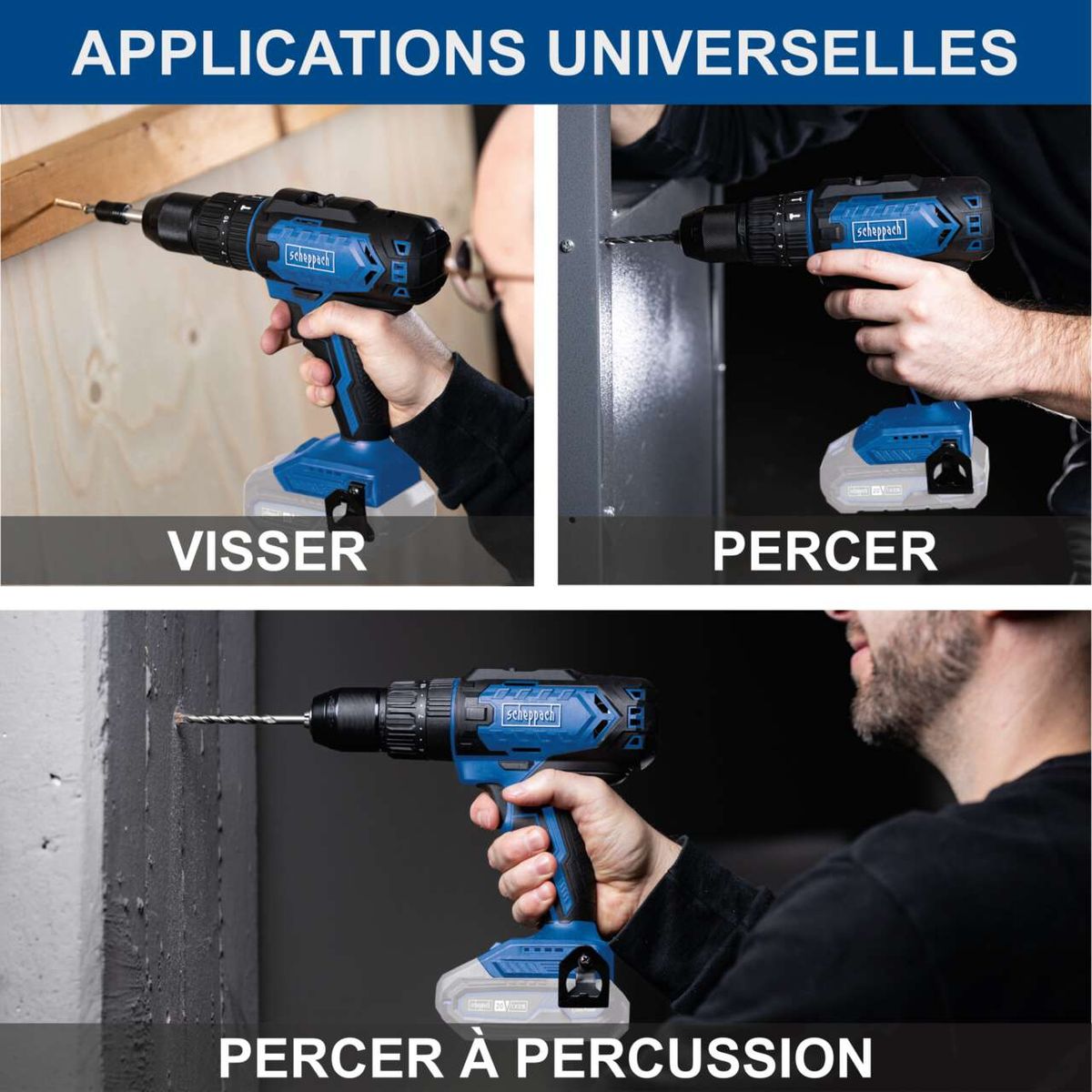 The Scheppach cordless impact drill C-CD45-X offers universal applications: screwing, drilling, and hammer drilling. With a torque of 45Nm and 19+1 torque settings.