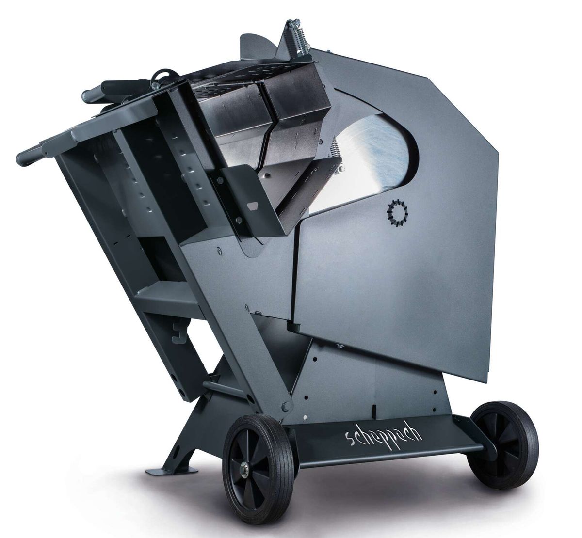 Wippsäge wox d700 scheppach gunmetal - 400V 50Hz 7500W - 700mm - inkl. Wippenverlängerung, Ansicht von der Seite.