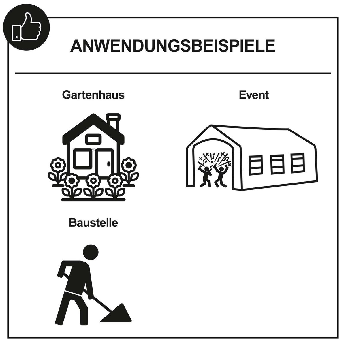 Anwendungsbeispiele für Gartenhaus, Baustelle und Event mit Scheppach-Generator DPG5200-BE