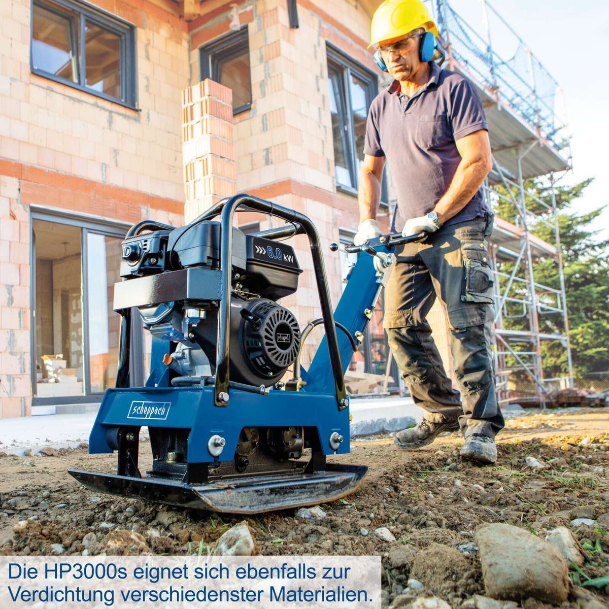 Die HP3000s eignet sich ebenfalls zur Verdichtung verschiedener Materialien. Sie hat eine Leistung von 6,0 kW und ist ein robustes Gerät von Scheppach.