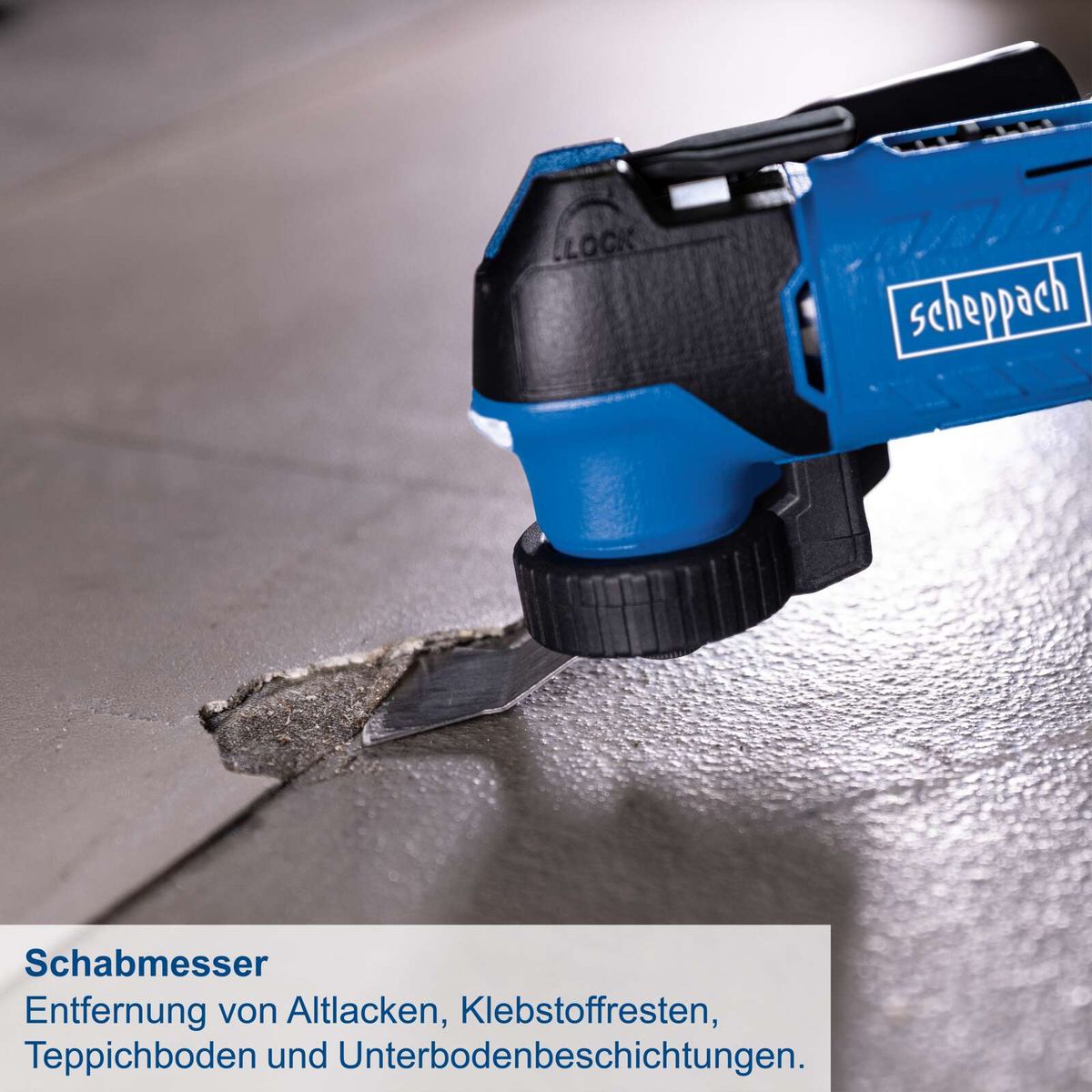 Scheppach-Schabmesser für Entfernung von Altlack, Klebstoffresten, Teppichboden und Unterbodenbeschichtungen