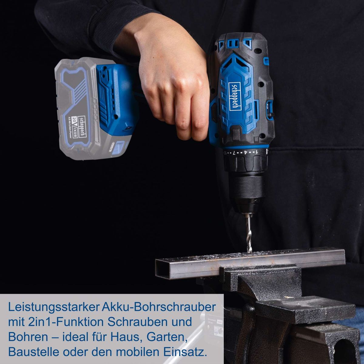 Akku-Bohrschrauber mit 2-in-1-Funktion für Bohren und Schrauben, ideal für Haushalt, Garten und Baustelle