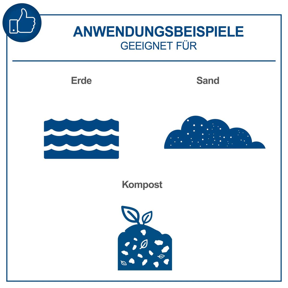 Illustration mit Anwendungsbeispielen für Erde, Sand und Kompost als Materialien für DIY-Projekte
