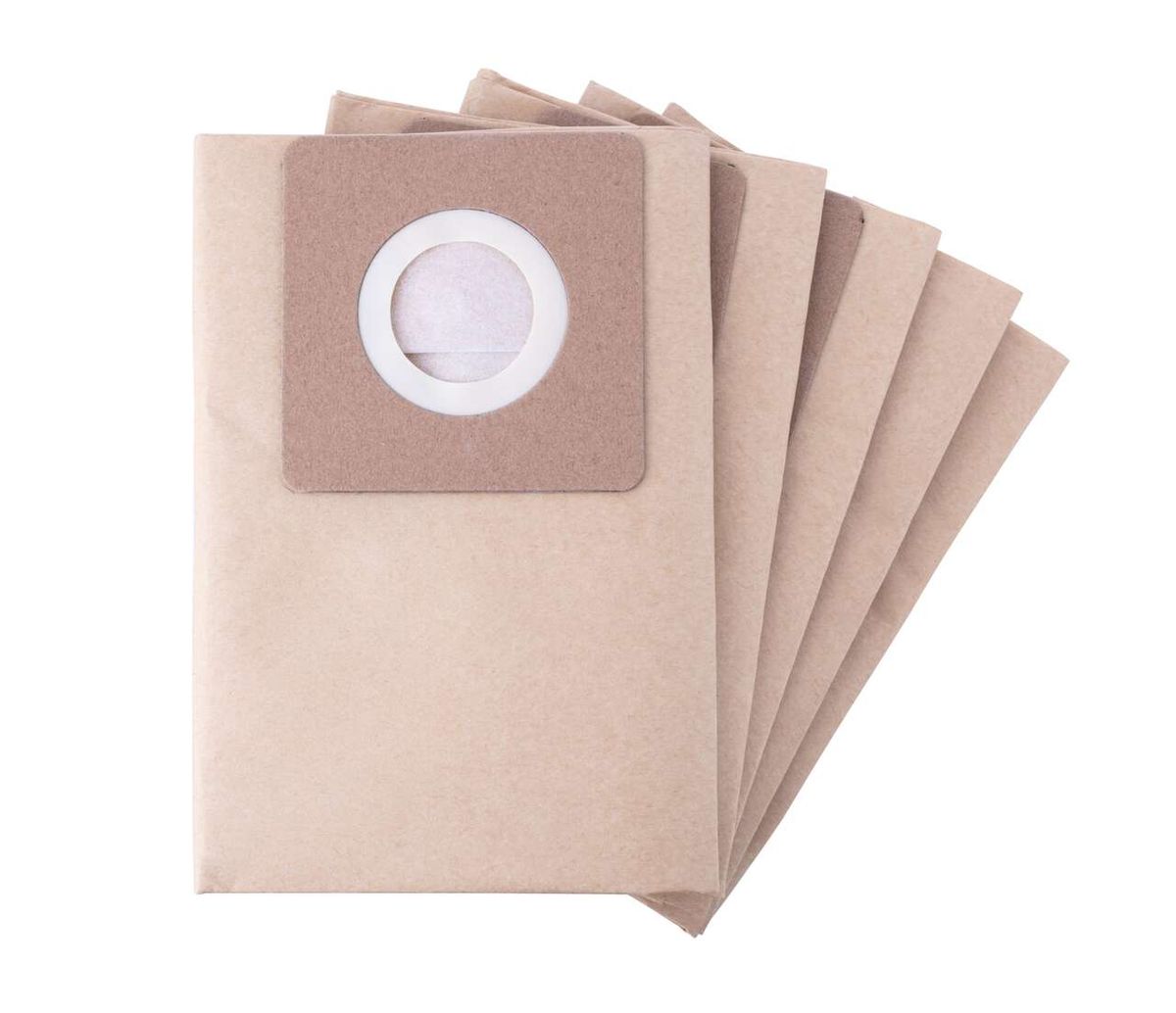 Papier-Vakuumbeutel 30 Liter Nass-Trockensauger, 5 Stück, Scheppach NTS30 Premium. Gezeigt von vorne.