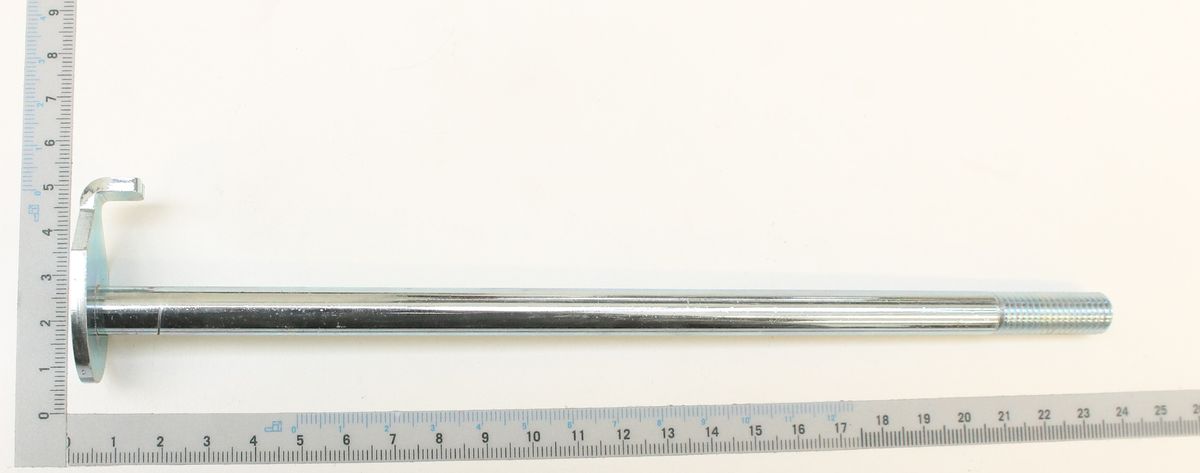 Eine Spannschraube geschw. mit einem Maßstab im Hintergrund. Die Spannschraube ist von der Seite zu sehen.