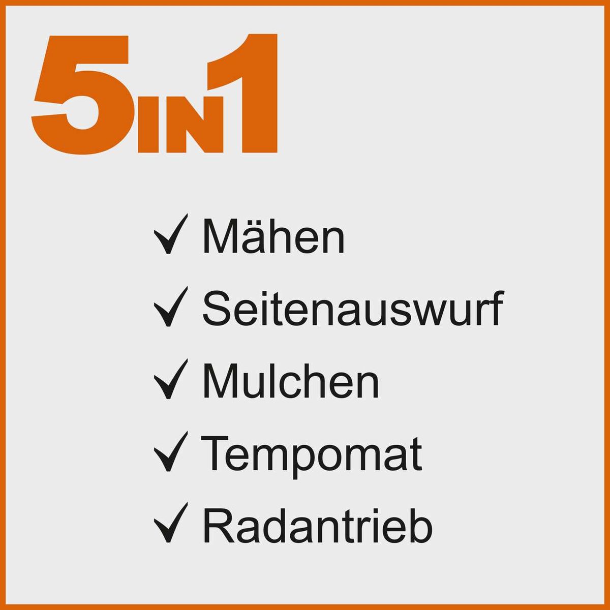 Der Akku-Aufsitzrasenmäher IX-ERT-920E IXES bietet folgende Funktionen: Mähen, Seitenauswurf, Mulchen, Tempomat und Radantrieb.