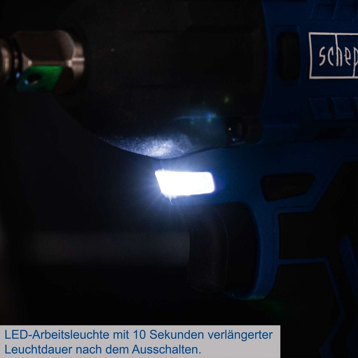 LED-Arbeitsleuchte mit 10 Sekunden verlängerte Leuchtdauer nach Ausschalten für Scheppach-Tool