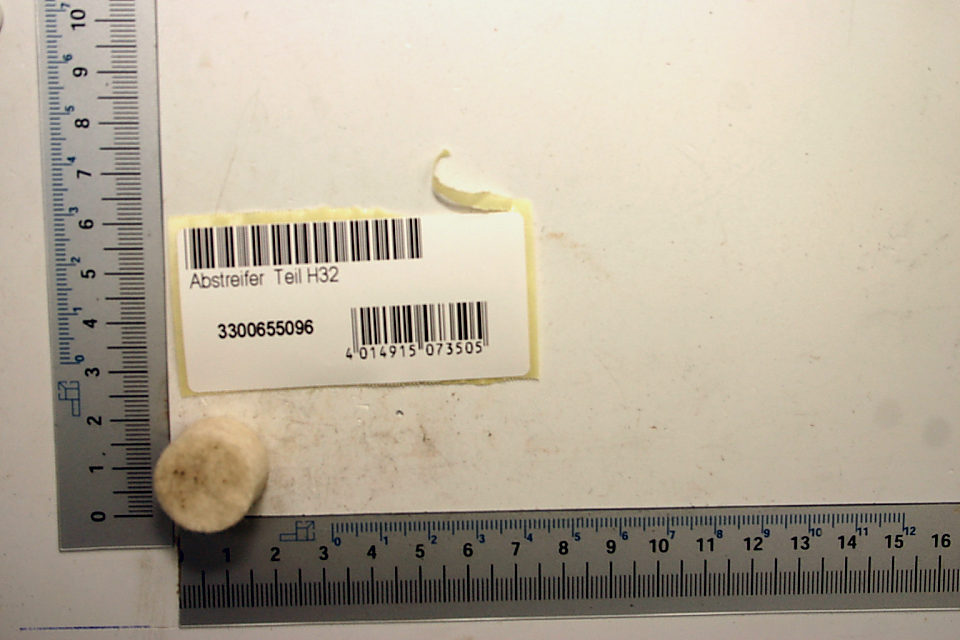 Scheppach Abstreifer (Teil H32) mit Beschriftung und Barcode