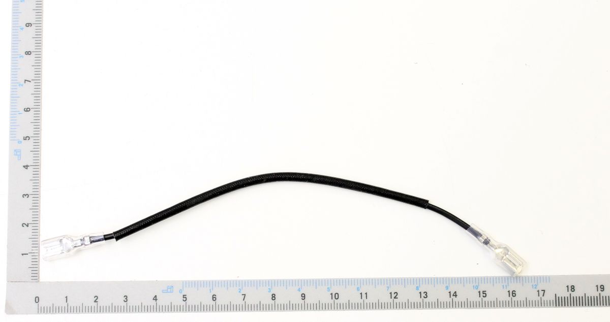 Verbindungskabel 177mm 2 Flachstecker schwarz, von links nach rechts.