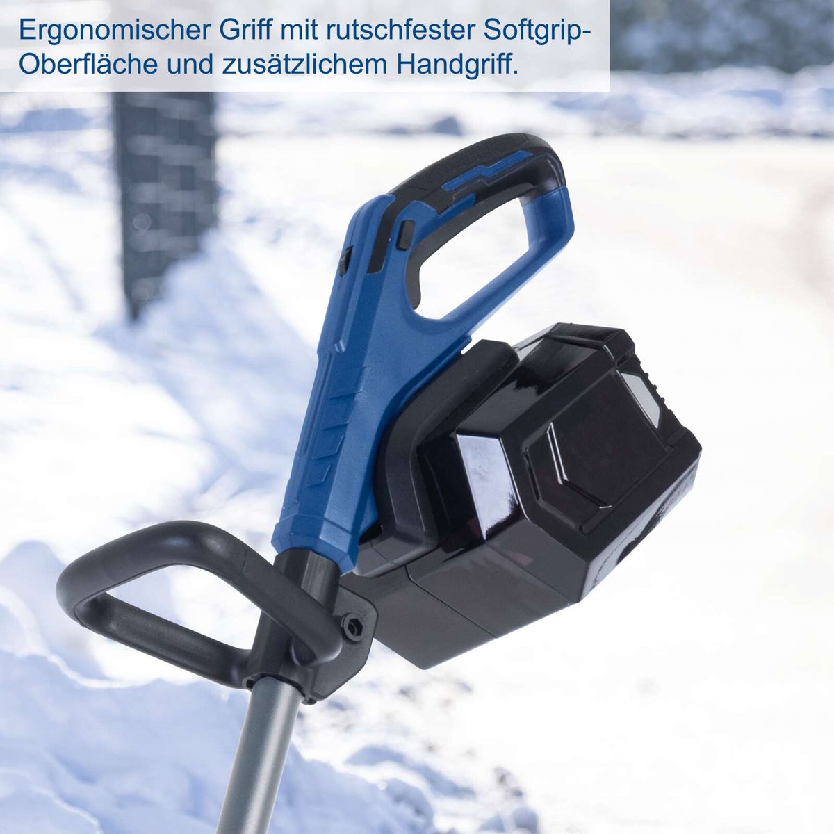 Ergonomischer Griff mit rutschfester Oberflächenbeschichtung und weichem Grip für komfortable Handhabung