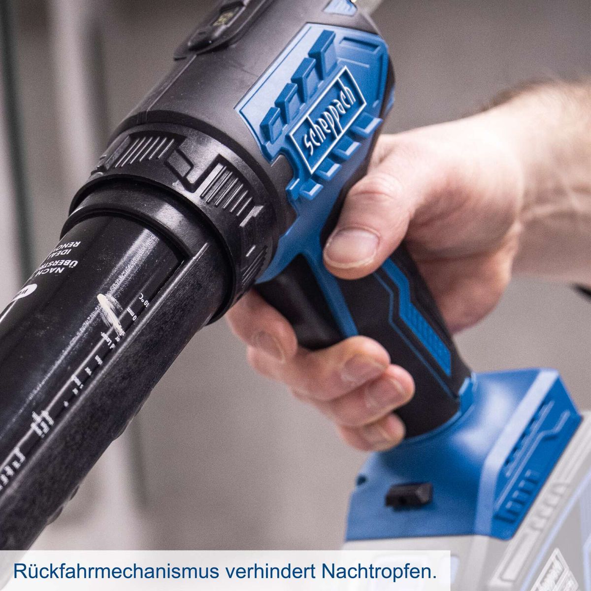 Rücklaufmechanismus verhindert Nachstossen beim Akku-Kartuschenpistolenmodell C-SEG310-X
