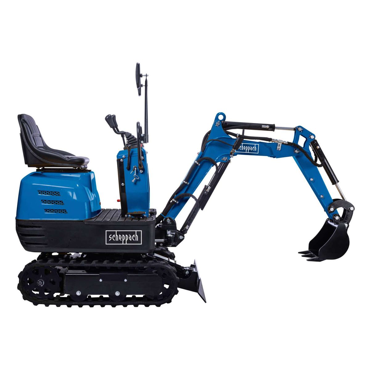 Scheppach Mini-Bagger EXC815 mit Sitz, Kettenantrieb und Arbeitsausleger