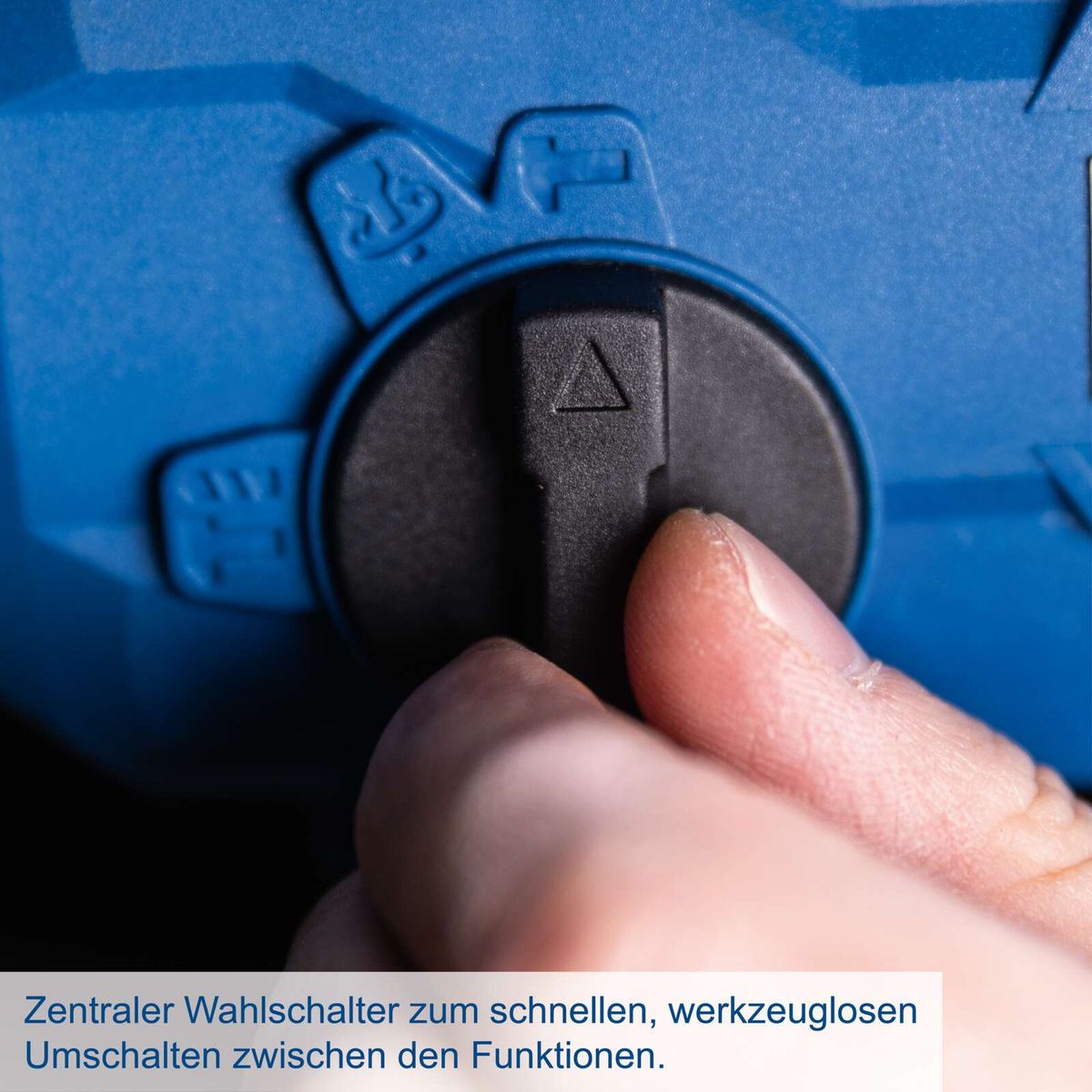 Zentraler Schalter für schnelles, werkzeugloses Umschalten zwischen Funktionen