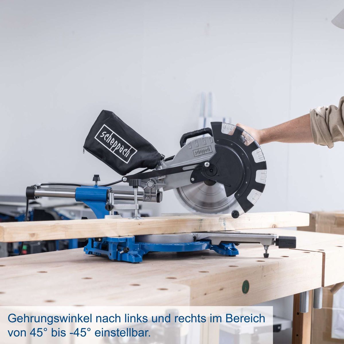 Scheppach-Kapp-, Zug- und Gehrungssäge mit verstellbarem Gehrungswinkel von ±45°