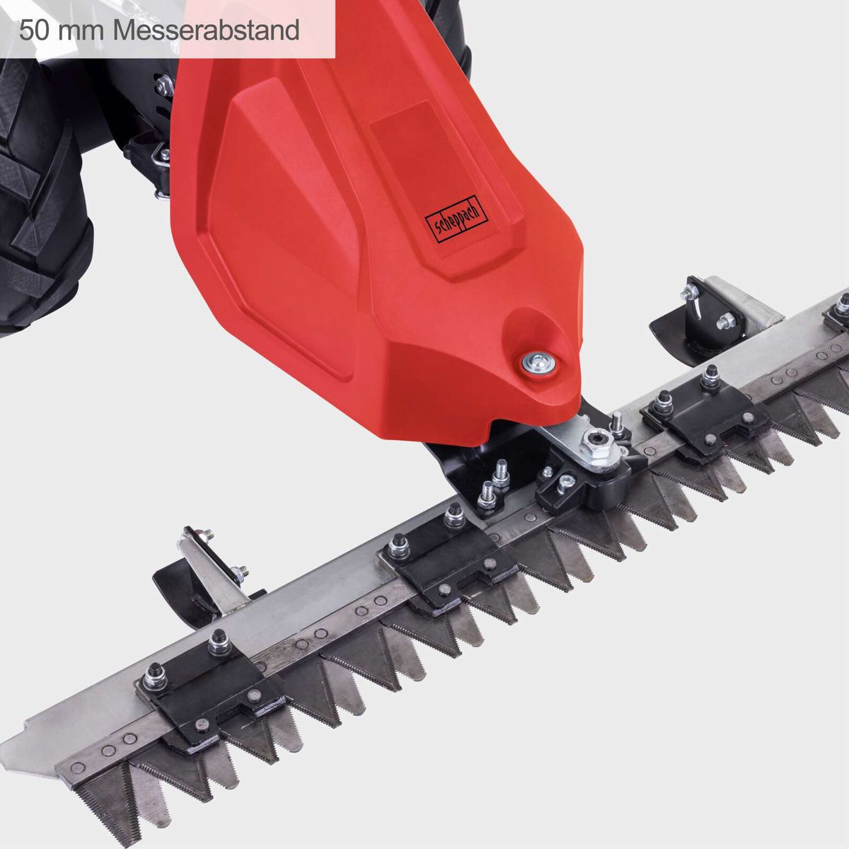 Scheppach-Balkenmäher mit 50 mm Messerabstand für präzise Schnittbreite