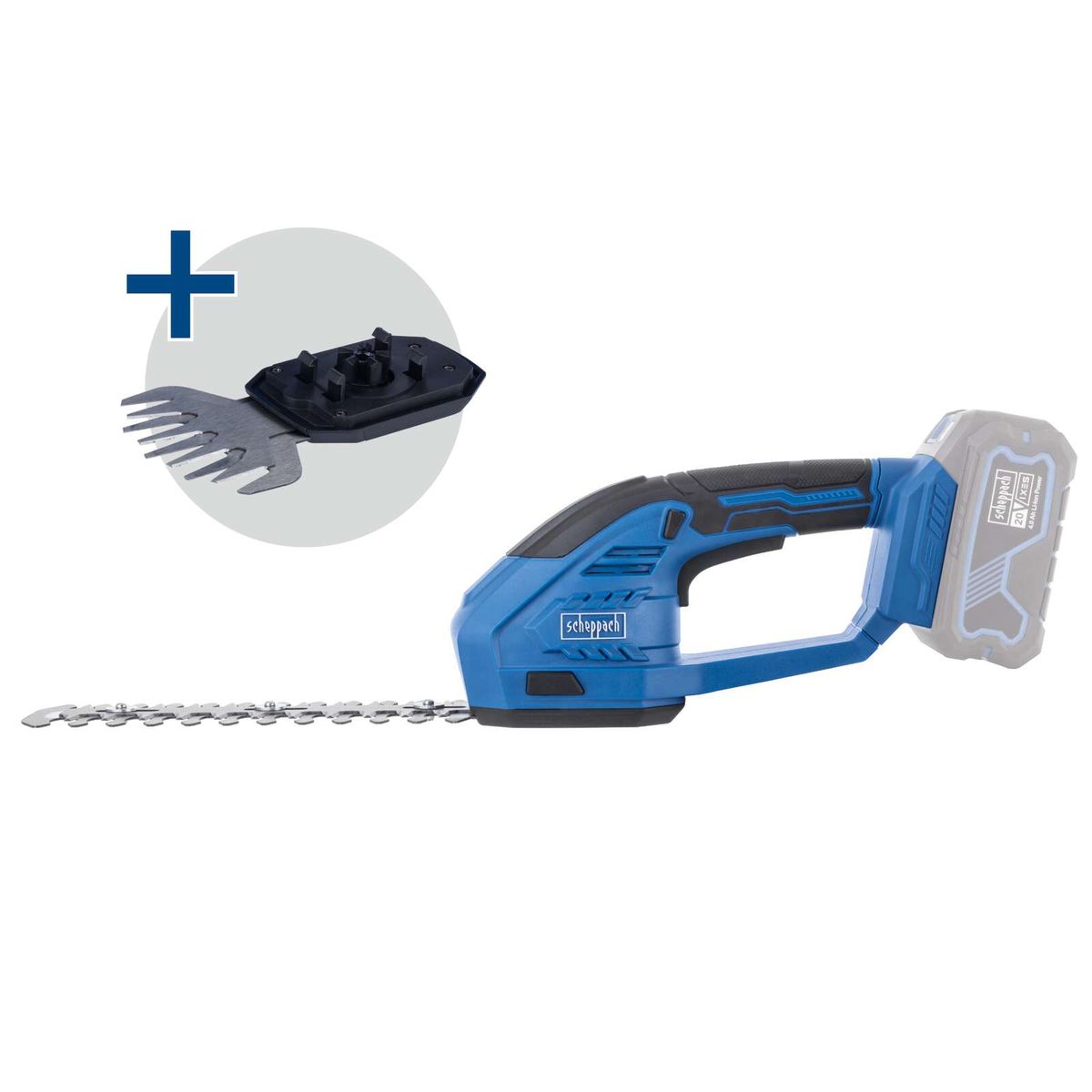 Scheppach Akku-Gras- und Strauchschere mit Akku und Ladegerät, inkl. Ersatzblätter