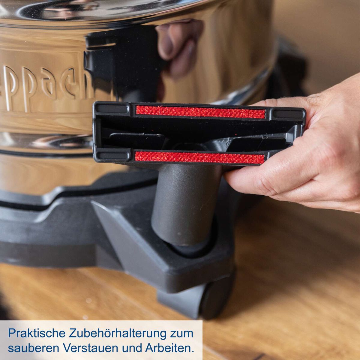 Scheppach-Nass-/Trockensauger mit praktischem Halter für bessere Handhabung und Lagerung