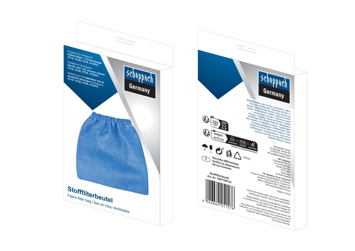 Scheppach Stofffilterbeutel (reusable Textilbeutel) für Maschinen nach NTS20
