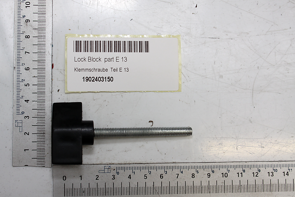 Klemmschraube (Teil E 13) mit integriertem Verriegelungsblock nach Scheppach-Muster
