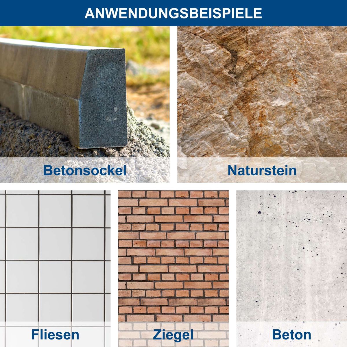 Beispielanwendungen für Abbruchmaterialien: Betonsockel, Naturstein, Fliesen, Ziegel und Beton als Baustoffe
