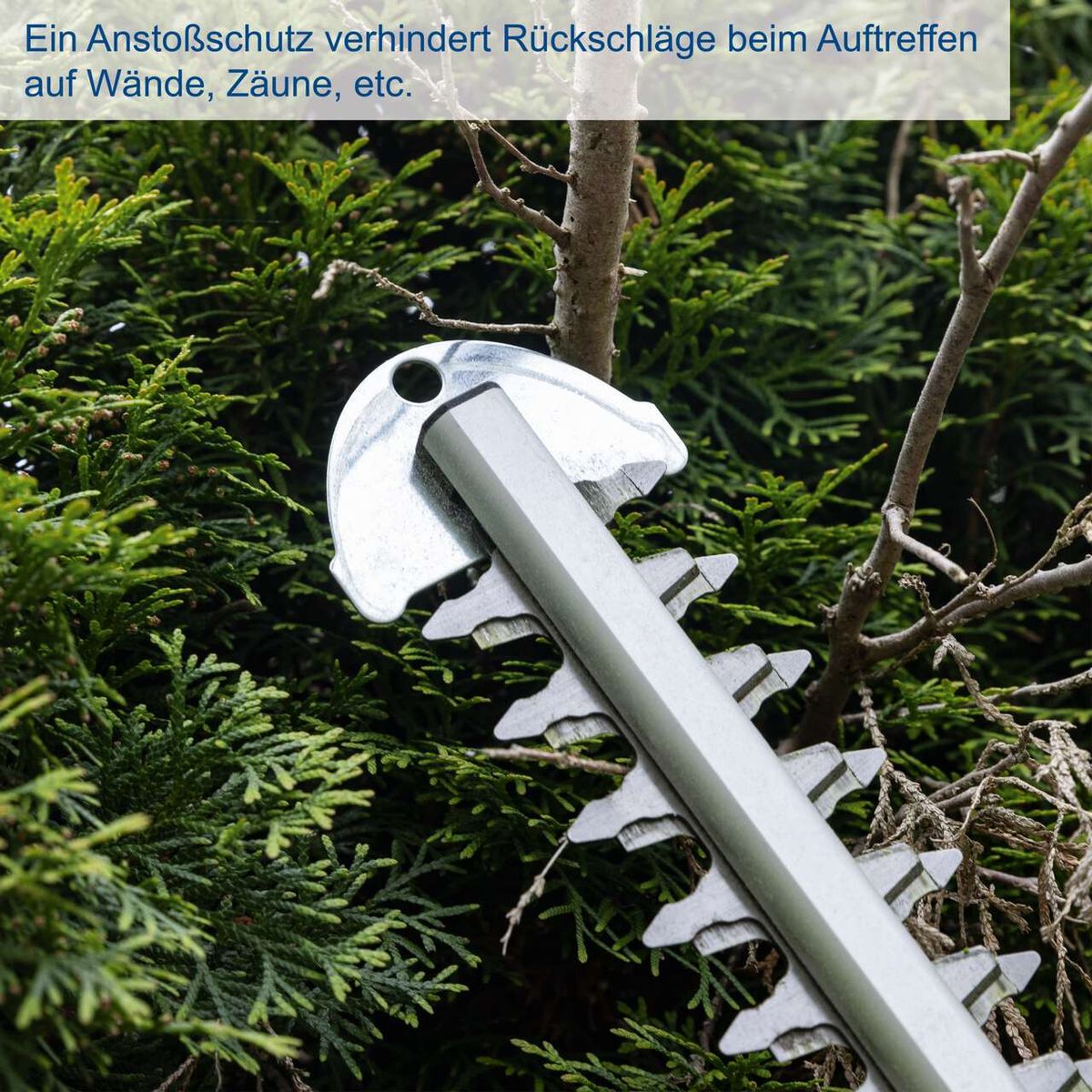 Ein Anstoßschutz verhindert Rückschläge beim Auftreffen auf Wände, Zäune, etc.