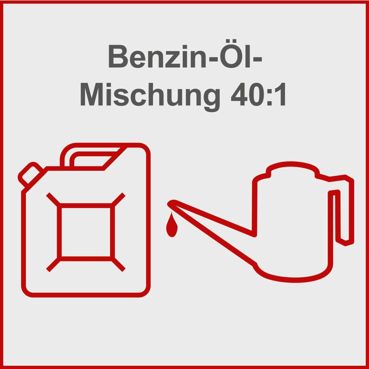 Benzin-Öl-Mischung 40:1 für die Scheppach Benzin Kettensäge CSP560S. Einfache Handhabung mit Kanister und Ölkännchen.