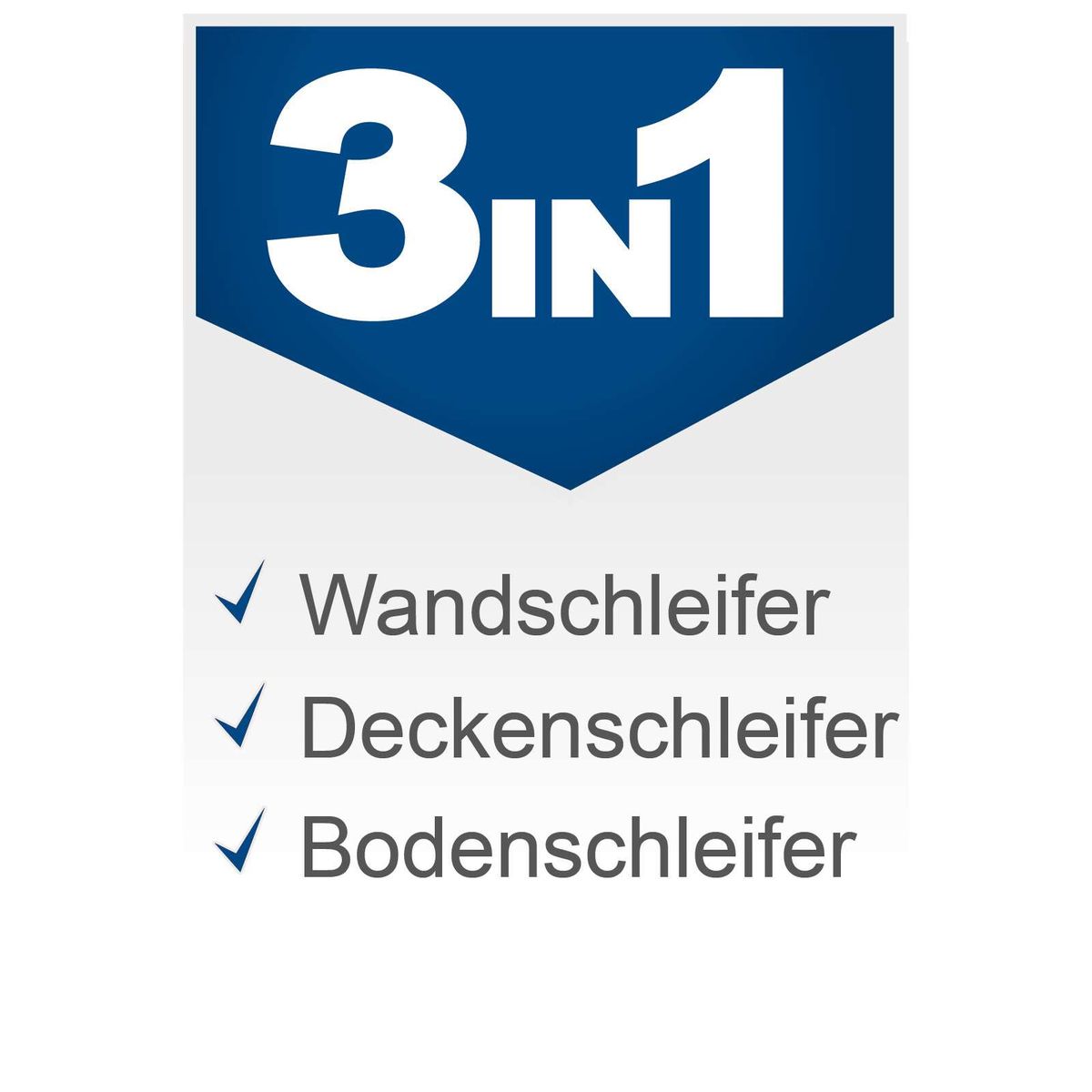 Der Scheppach 3in1 Schleifer ist ein vielseitiges Werkzeug mit drei Funktionen: Wandschleifer, Deckenschleifer und Bodenschleifer. Ideal für verschiedene Schleifarbeiten an unterschiedlichen Oberflächen.