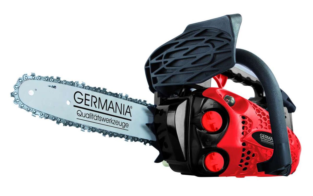 Benzin-Kettensäge Präzisionskettensäge Germania, Ansicht von links oben.