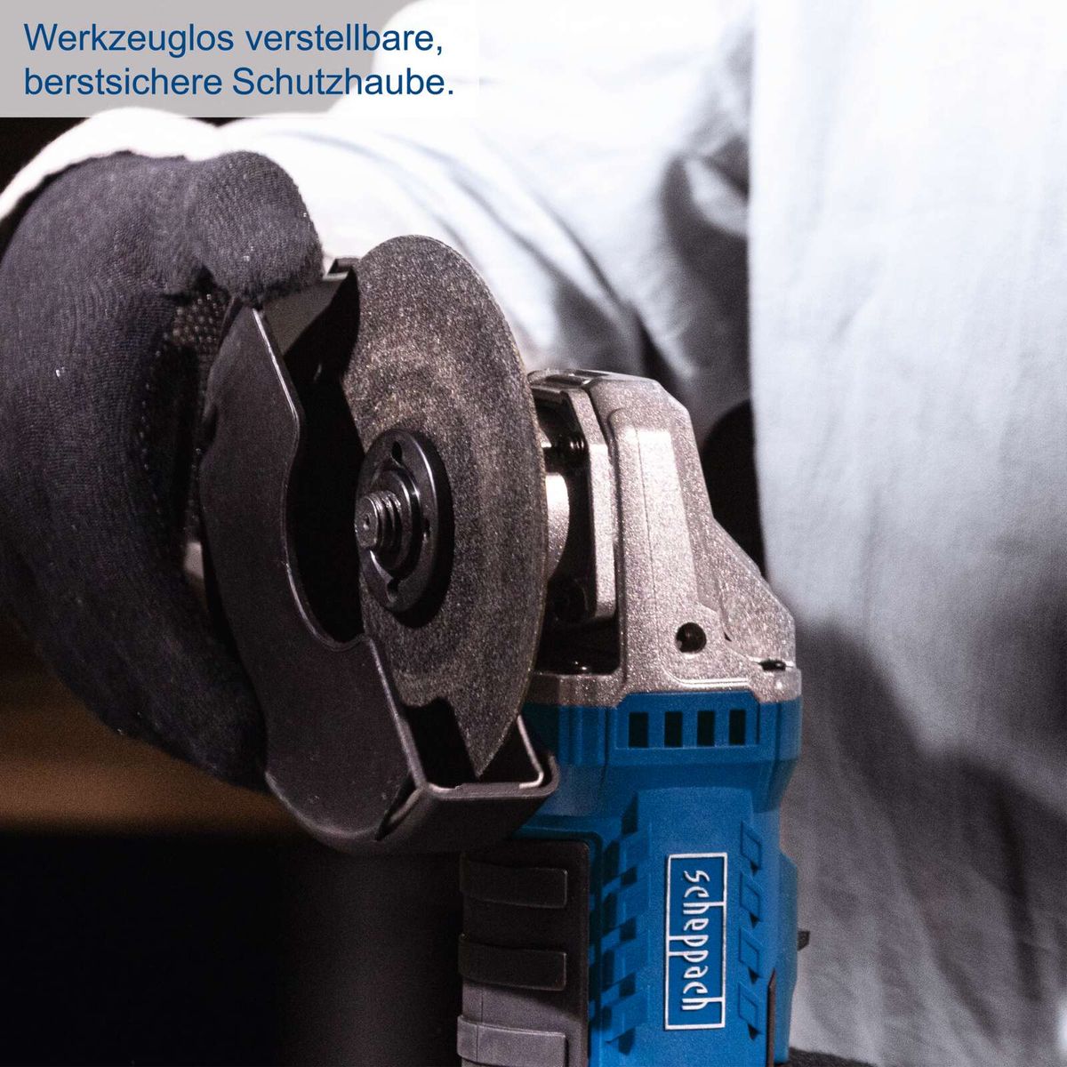 Akku-Winkelschleifer mit verstellbarem Schutzschild und Drehzahlregelung für Schleifscheiben