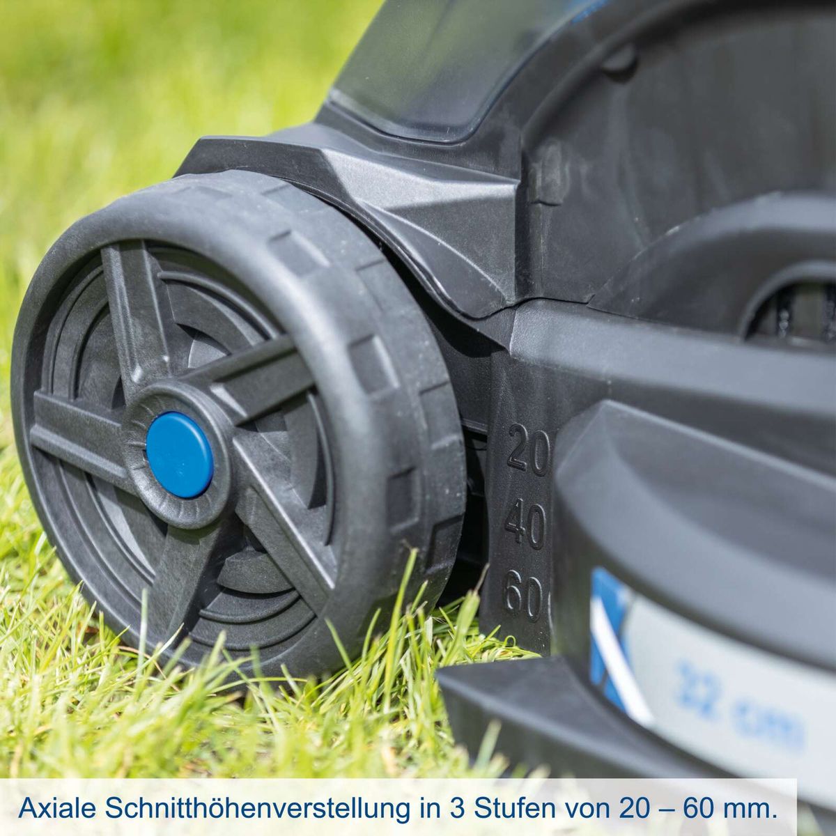 Axiale Schneithöhenverstellung für 20–60 mm in drei Stufen