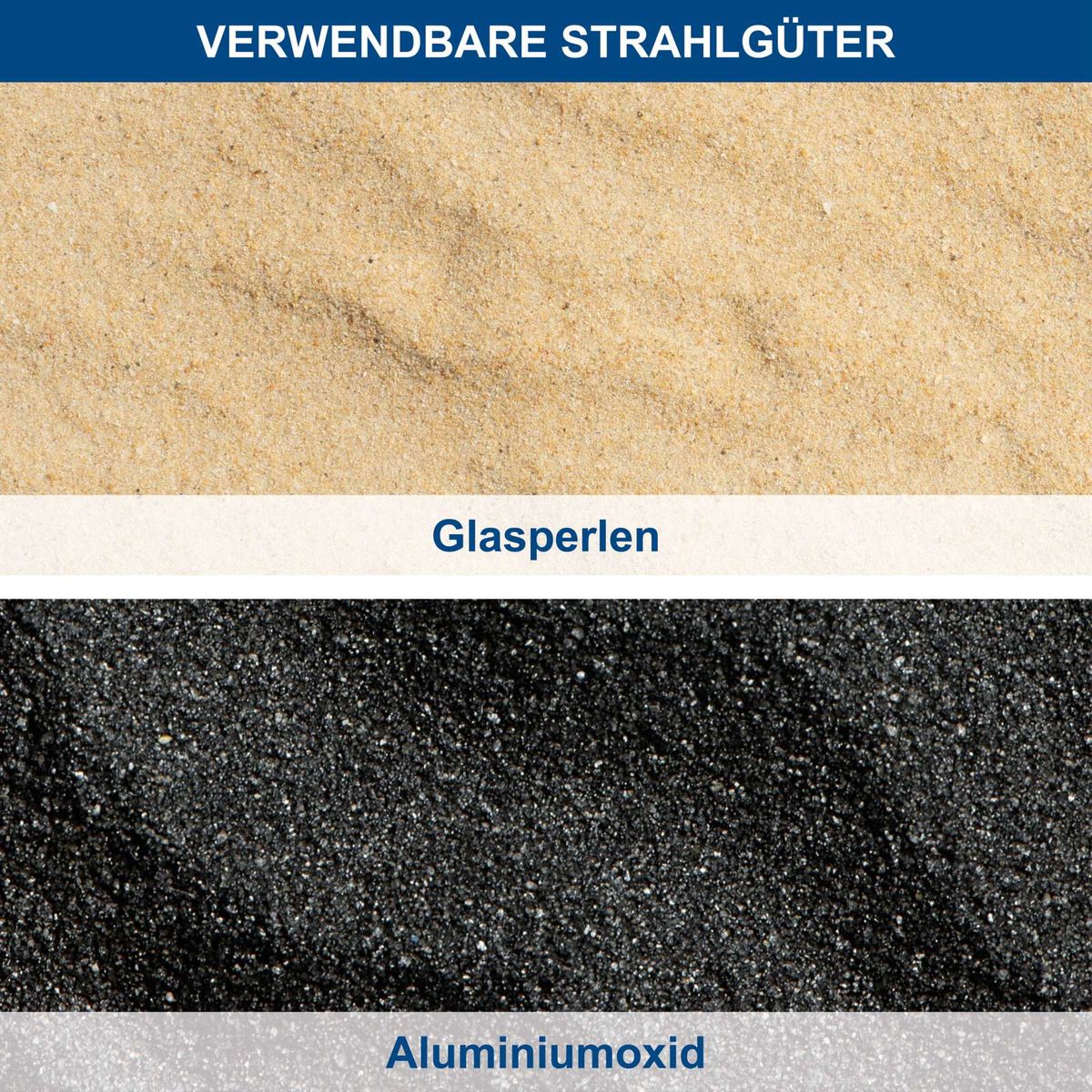 Verwendbare Strahlgüter: Glasperlen und Aluminiumoxid für präzise Oberflächenbearbeitung