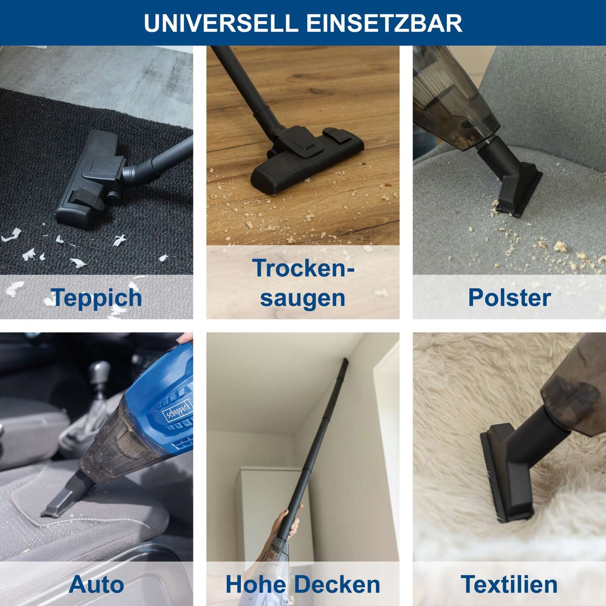 Multifunktionsreinigung für Teppich, Polster, Textilien, Autos und Hochdecken mit trockenem Saugsystem