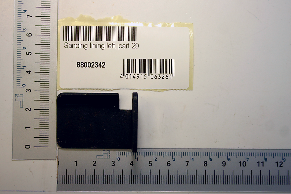Scheppach Schleifauflage, Teil 29 – Detailansicht mit Beschriftung und Barcode