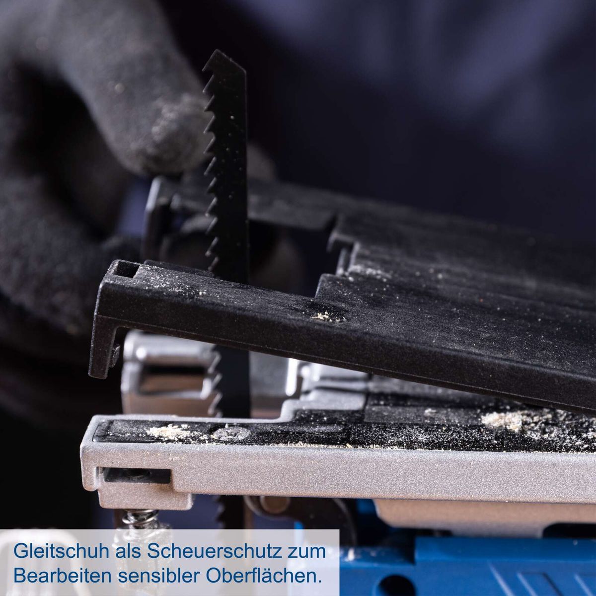 Scheuerschutz für empfindliche Oberflächen beim Bearbeiten mit Gleitschuhsystem