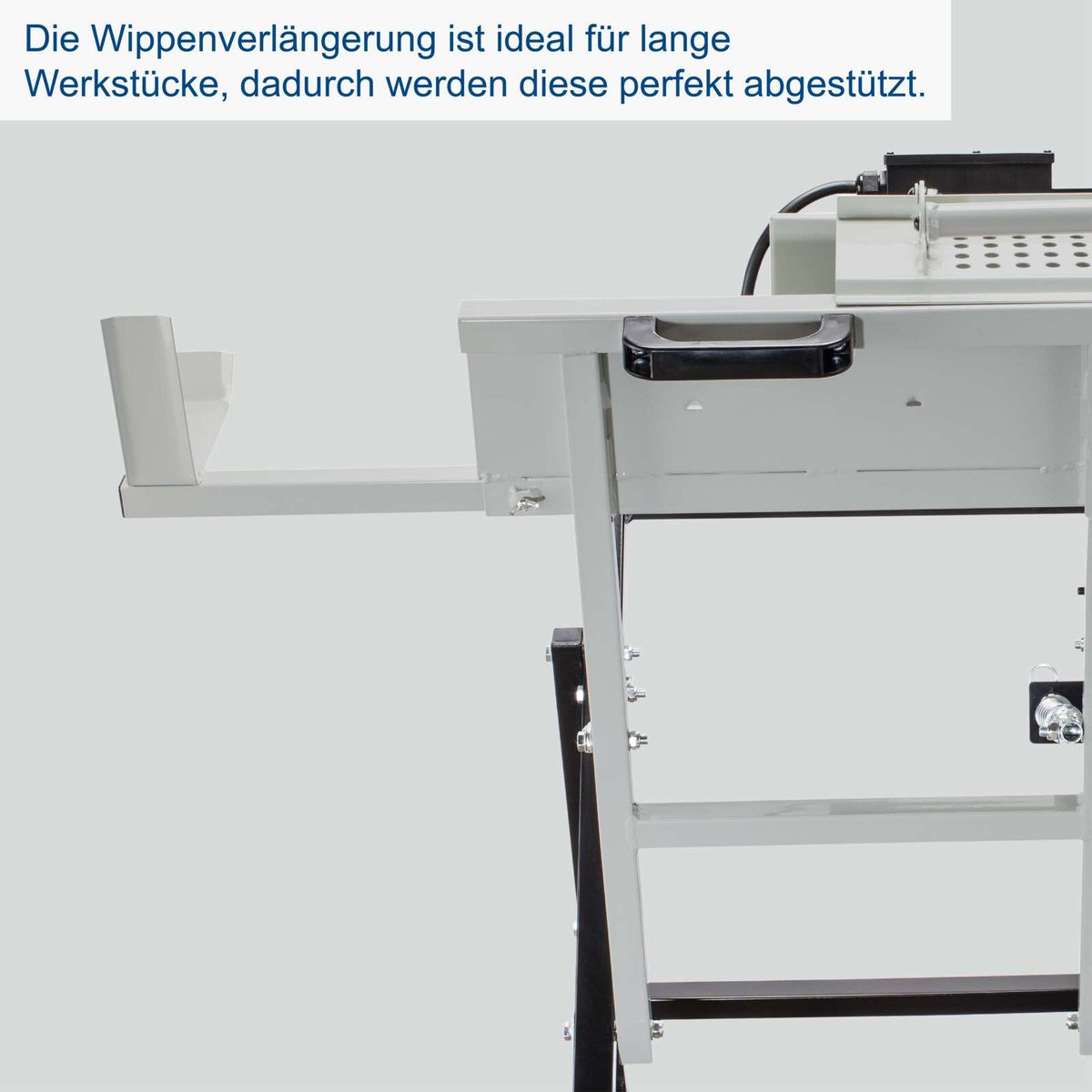 **Wippensystem mit Verlängerung für präzise Arbeitsführung** – Ideal für lange Werkstücke, sichere Führung und exakte Positionierung.