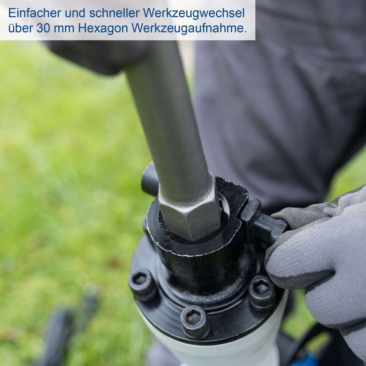 Hexagon-Werkzeugaufnahme für schnellen Wechsel von Werkzeugen über 30 mm