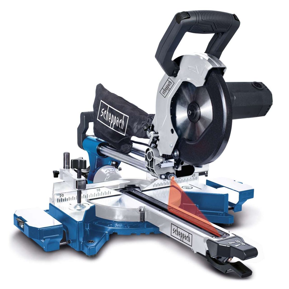 Scheppach Kappzugsäge HM90MP mit Messskala und Führungssystem für präzise Schnitte