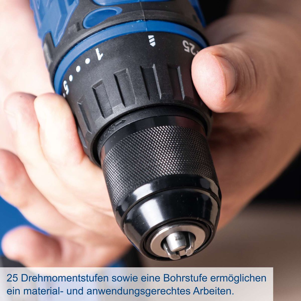 25 Stufen Drehmomentkontrolle und Bohrstufen für präzises Arbeiten mit Scheppach-Tools