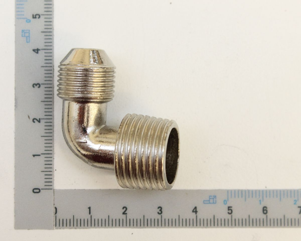 Scheppach Winkelverschraubung (Teilansicht) mit Gewindeverbindung, Maßstab für Größenreferenz