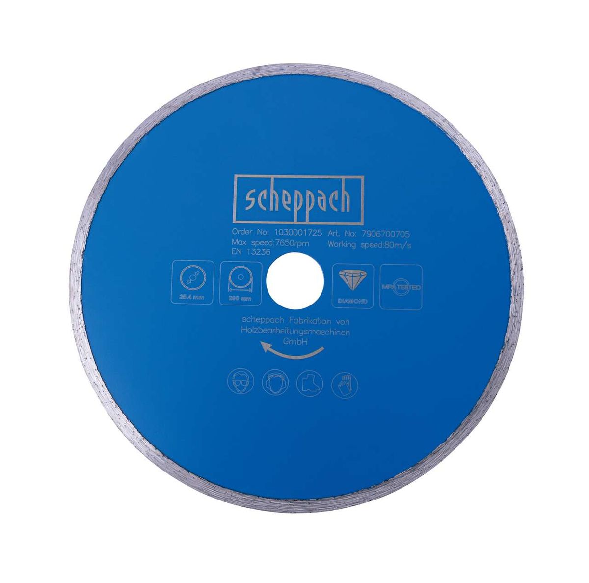 Scheppach-Diamant-Trennscheibe mit 200 mm Durchmesser und 25,4 mm Dicke