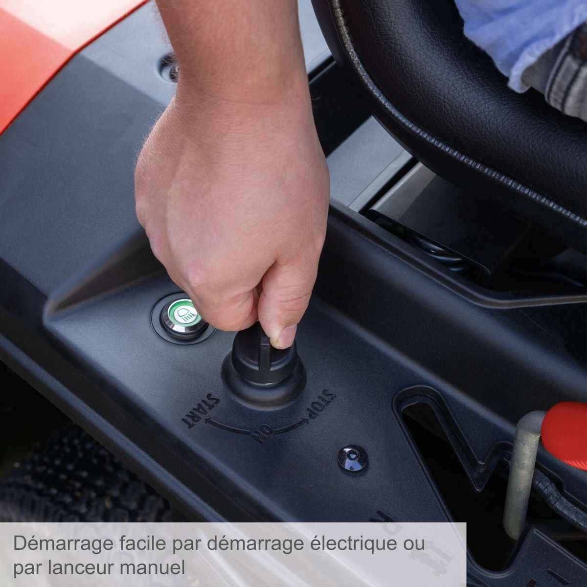 The Scheppach petrol ride-on lawnmower MR225-61 features easy starting with an electric starter or manual pull start.