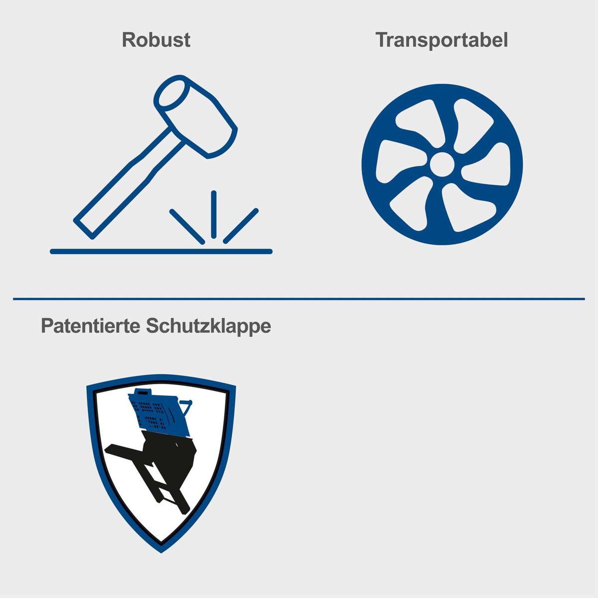Patentierte Schutzklappe für robuste und transportable Wippsäge mit innovativen Sicherheitsmerkmalen