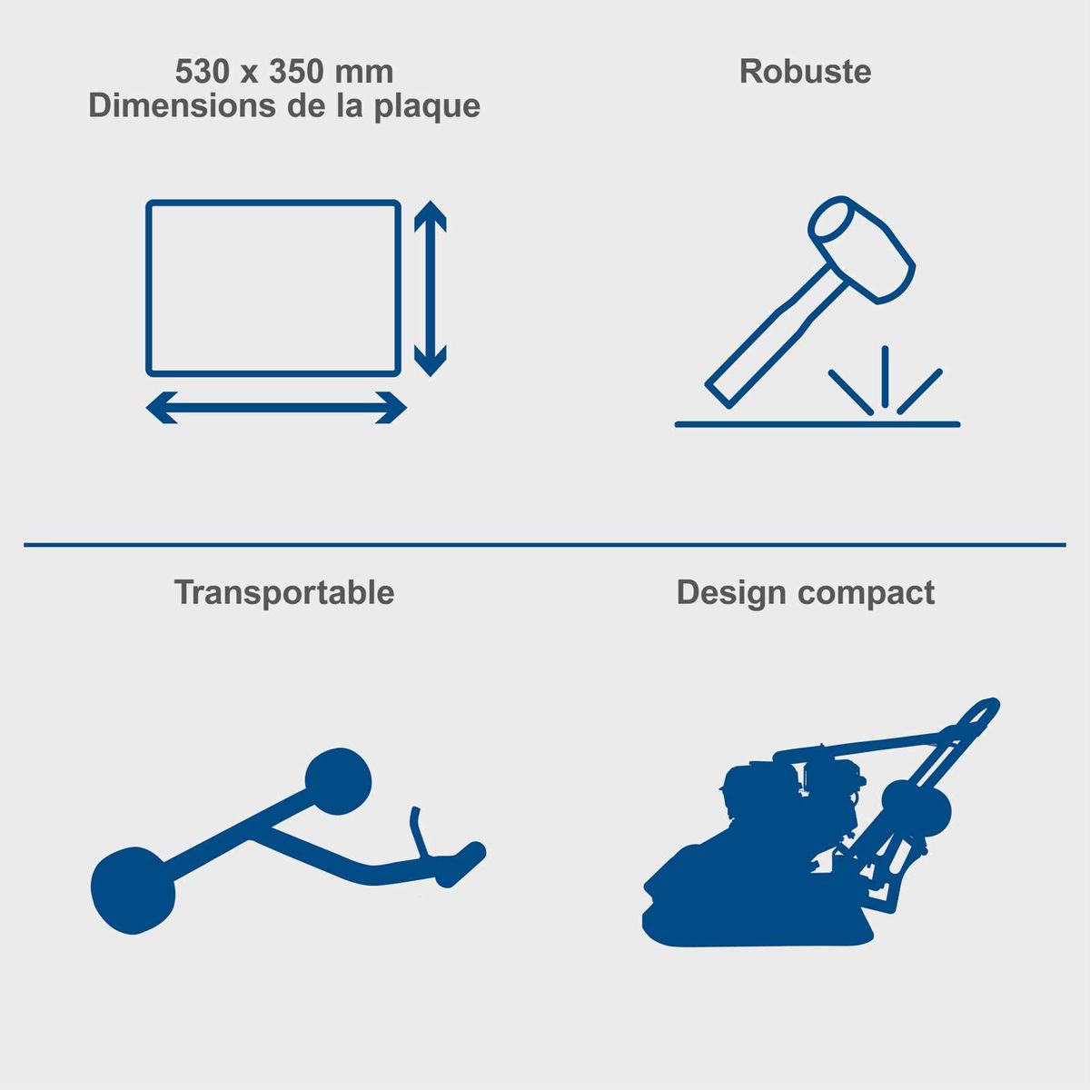 The Scheppach plate compactor HP1900S features a robust design and is compact with dimensions of 530 x 350 mm, making it highly portable. It is perfect for DIY use.