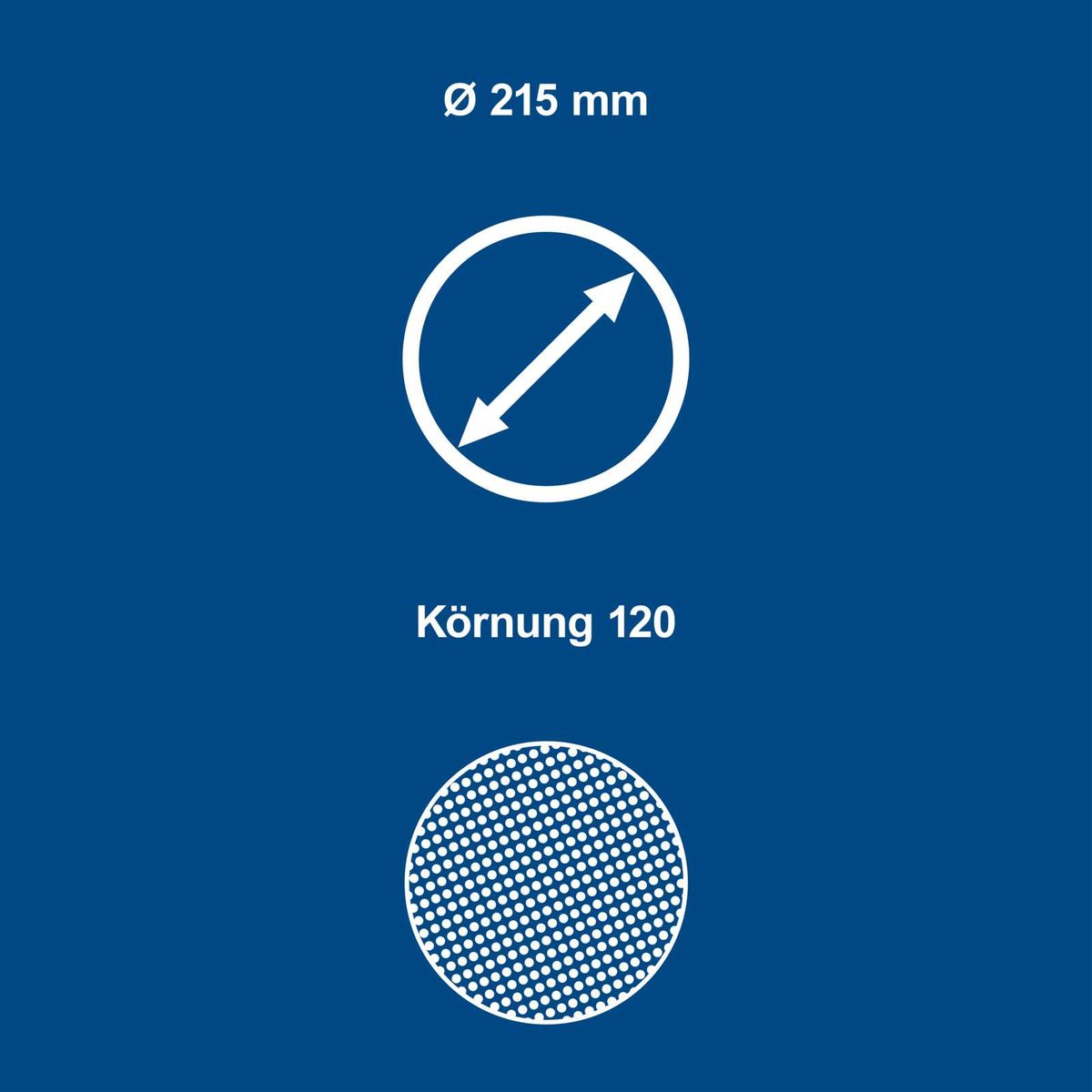 Rundes Schleifpapier mit Ø 215 mm und Kornstärke 120 für Schleifarbeiten