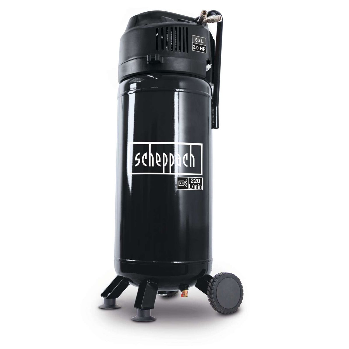 Standkompressor von Scheppach mit 50-Liter-Kessel, 230V, 1500W, ölfrei und wartungsarm, 220 Liter/min