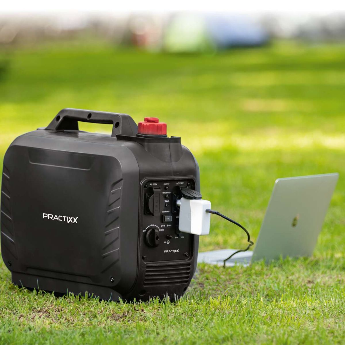 Inverter Stromerzeuger PX-SE-2000 Practixx mit 2x230V Steckdose und 2xUSB Typ A (schnell ladend).